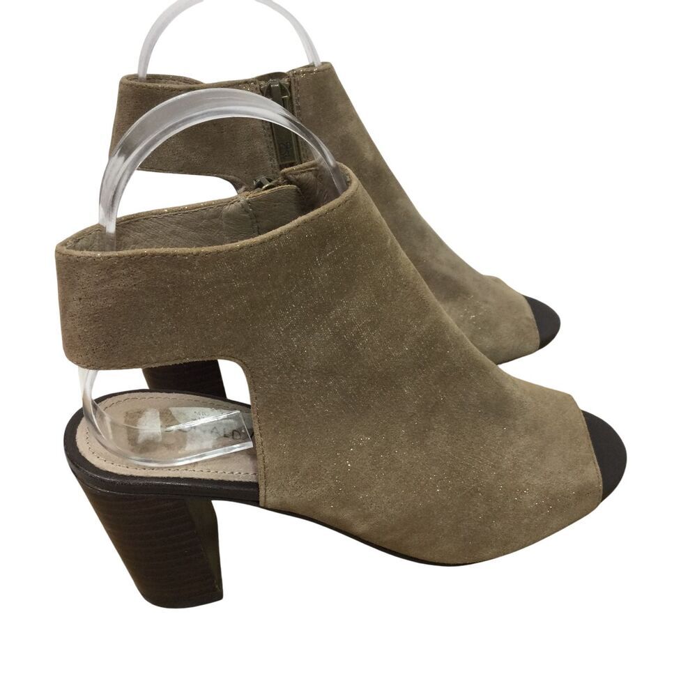Donald Pliner Leather Irene Peep Hole Side Zip Chunk Block Heel Bootie Sandal 6M